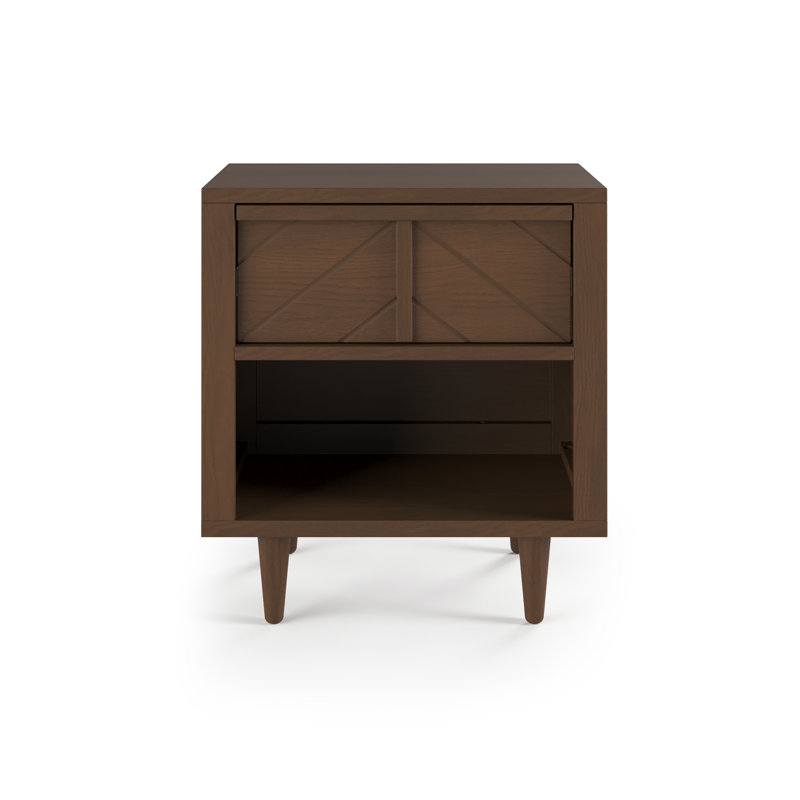 Surrey Hill 1-Drawer Nightstand with Shelf, Toasted Chestnut Brown