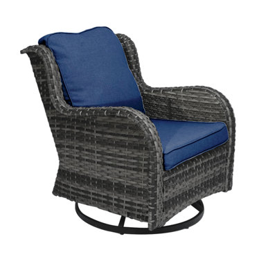Chaise berçante d'extérieur pivotante avec coussin, chaise berçante rotative à 360 ° pour terrasse