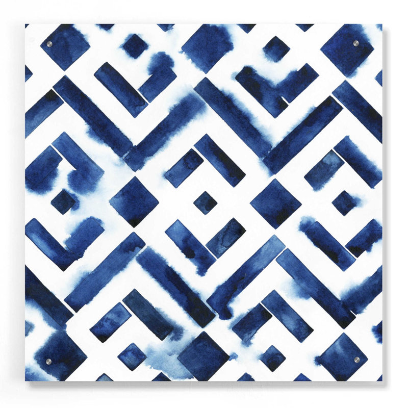 "Cobalt Watercolor Tiles II" par Grace Popp, verre mural en acrylique, H 24 po x l 24 po x P 0,2 po