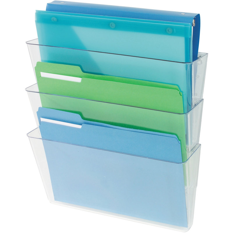 Clear Acrylic 3-Compartment Wall File Pocket System