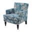 Fauteuil d'appoint confortable capitonné bleu, polyester et bois, décoration intérieure moderne