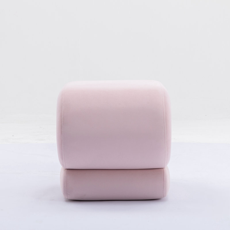 Velvet Ottoman, Light Pink Velvet