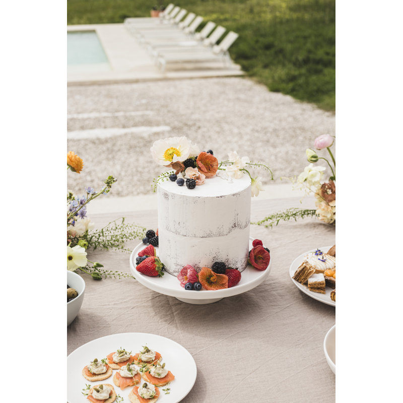 over&back Coupe Stoneware Round Cake Stand - Dessert Holder Perfect For Pies, Cakes, Cupcakes, Sweets, And More - All-occasion Decorative Display Dish - 11.1" D X 3" H - Semi-matte