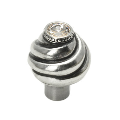 Caché knob with Swarovski Clear Crystalsin Gilded Mercury