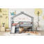 Lit mezzanine bas gris avec glissade, échelle, barrières de sécurité et structure de toit Gray Watsons-1269836903