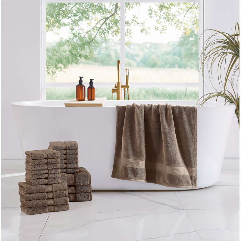  Complete 20 Piece Cotton Towel Set, Brown