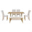 6-Piece Retro Rectangular Dining Table Set, Table With Unique Legs And 4 Upholstered Chairs & 1 Bench For Dining Room And Kitchen-1680126970