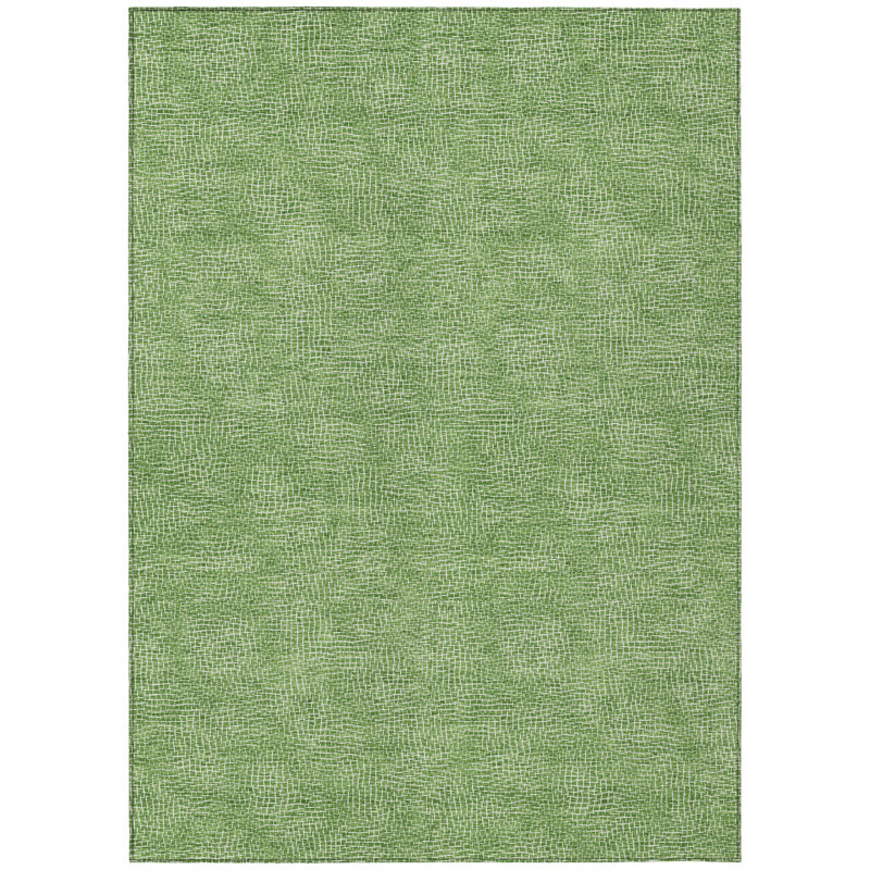 Green Rectangular Flat Woven Synthetic Washable Rug 3' x 5'