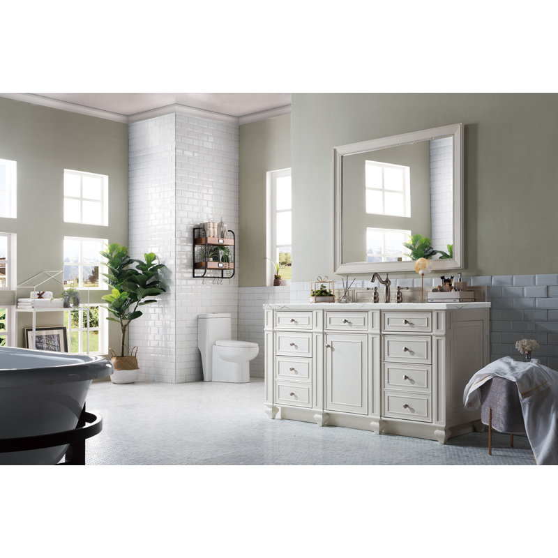 Bristol 60'' W Single Vanity, Bright White, Ethereal Noctis, 8" Widespread
