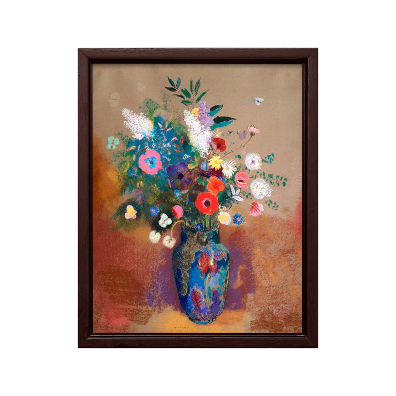Bouquet de fleurs n ° 1, Canvas, 08"H x 10"W, Brown Framed