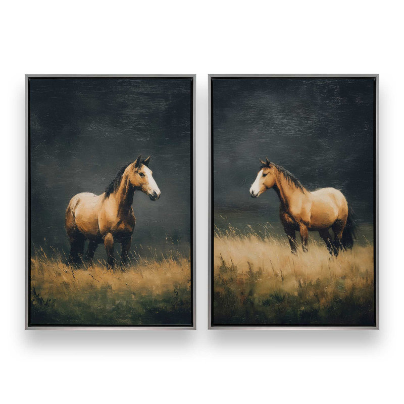 «Stand Tall Buddy», ensemble de 2 impressions, 30 po x 20 po, Toile avec cadre, Chrome poli