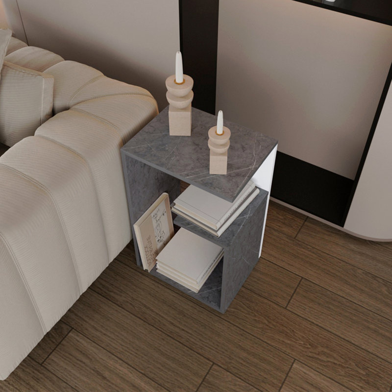 Side Table, Gray/White