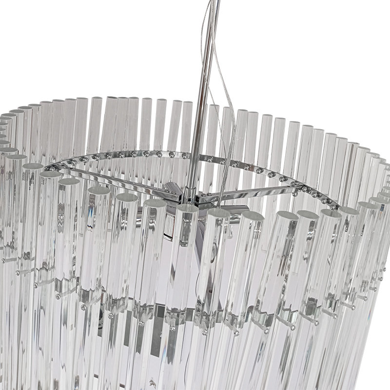 Lustre cylindrique unique à 4 lumières avec accents de cristal Habibah, Chrome