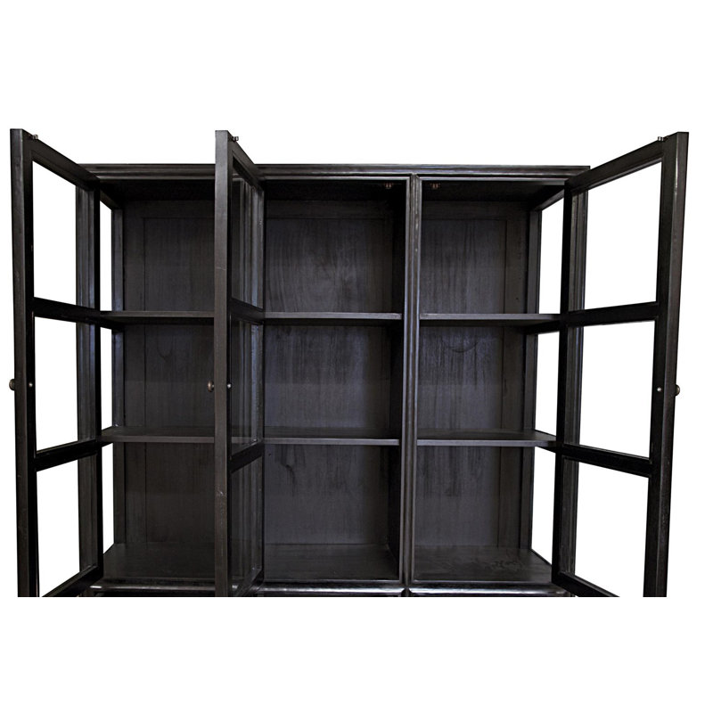 Colonial Solid Wood China Cabinet, Hand Rubbed Black
