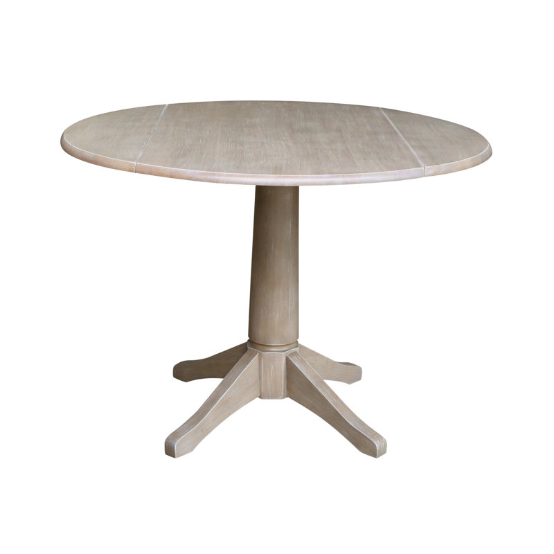 Extendable Round Solid Wood Dining Table, Washed Gray Taupe / Washed Gray Taupe