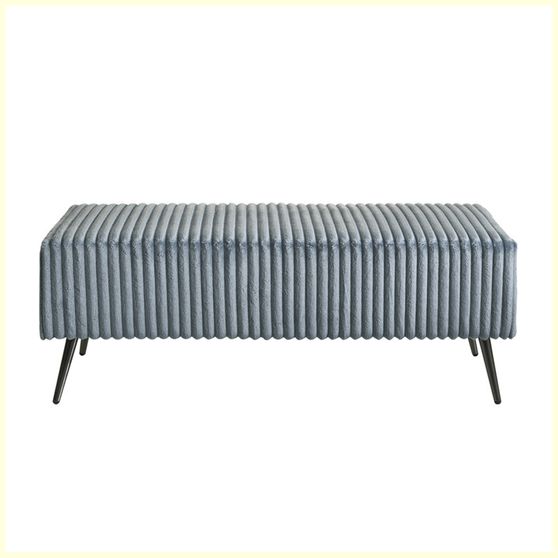 Banc rembourré en velours côtelé Mavela, Bleu