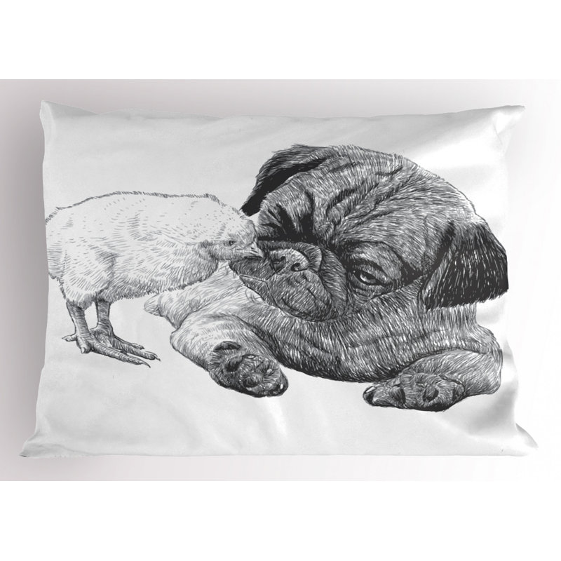 White/Gray Polyester Microfiber Piece Sham, Twin