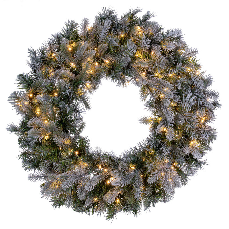 Couronne de sapin illuminée Frosted Douglas Fir, L 24 po x H 24 po x P 3 po