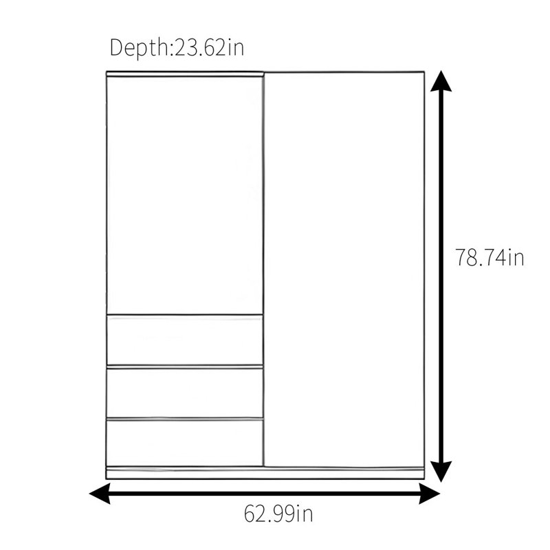 Garde-robe rétro simple et classique, H 78,74 po x l 62,99 po x P 23,62 po