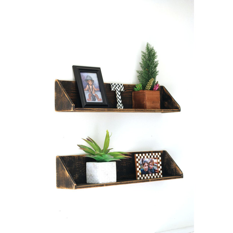 Martinsdale 2 Piece Solid Wood Floating Shelf, Black