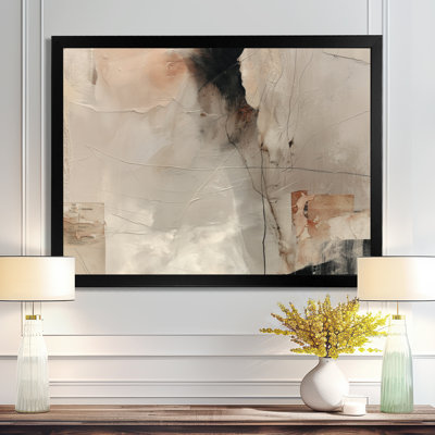 Black And Grey Brushstroke Abstract Painting - Abstract Collages Framed Prints, Black Contemporary Canvas Wall Art