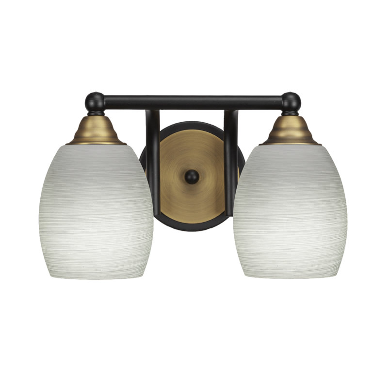 Michell 2-Light Bath Bar, Matte Black/Brass