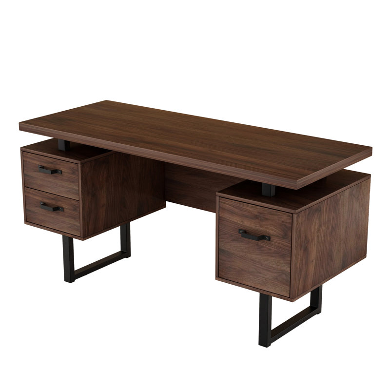 Bureau d'ordinateur à domicile avec tiroirs / dossiers suspendus de format lettre, table d'écriture 59 pouces avec tiroirs