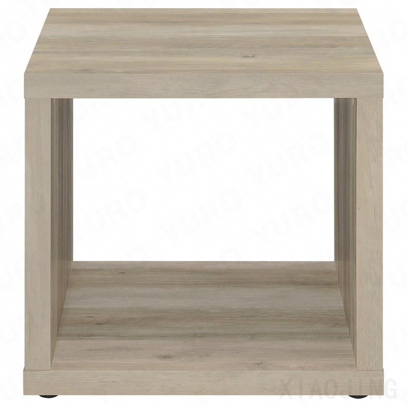 Table de bout carrée en bois d'ingénierie vieilli, Beige, 23" H x 23.5" L x 23.5" W
