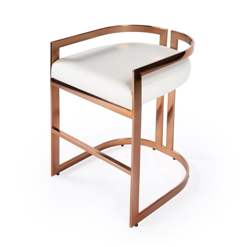 Baba Stool, Off-White, Counter Stool (24.5” Seat Height), Rose Gold