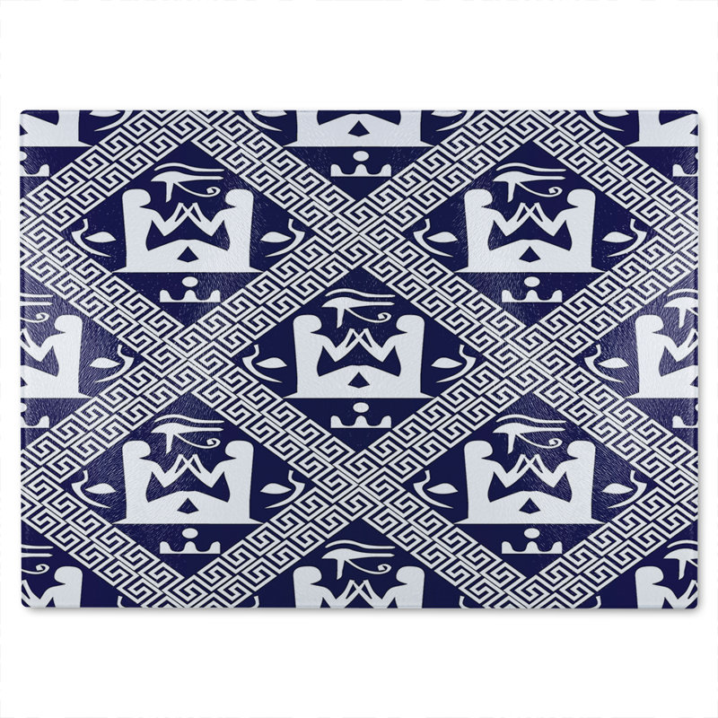 Egyptian Hieroglyphs Glass Chopping Board, 28cm L x 20cm W