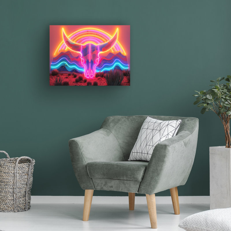 Ray Heere Neon Skull 1 Canvas Art, 24" H x 32" W