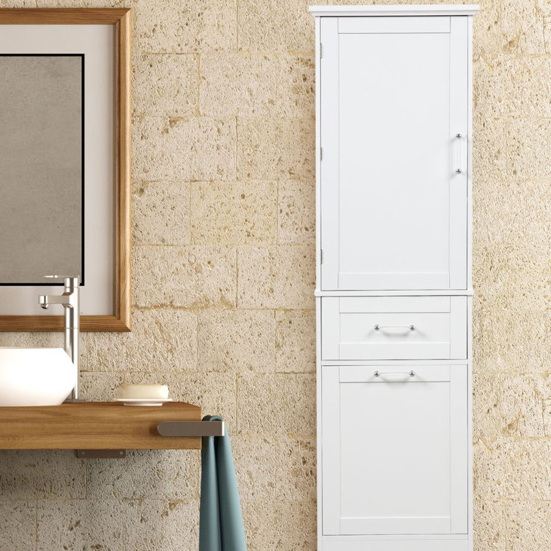 Phelgen Freestanding Linen Cabinet, White