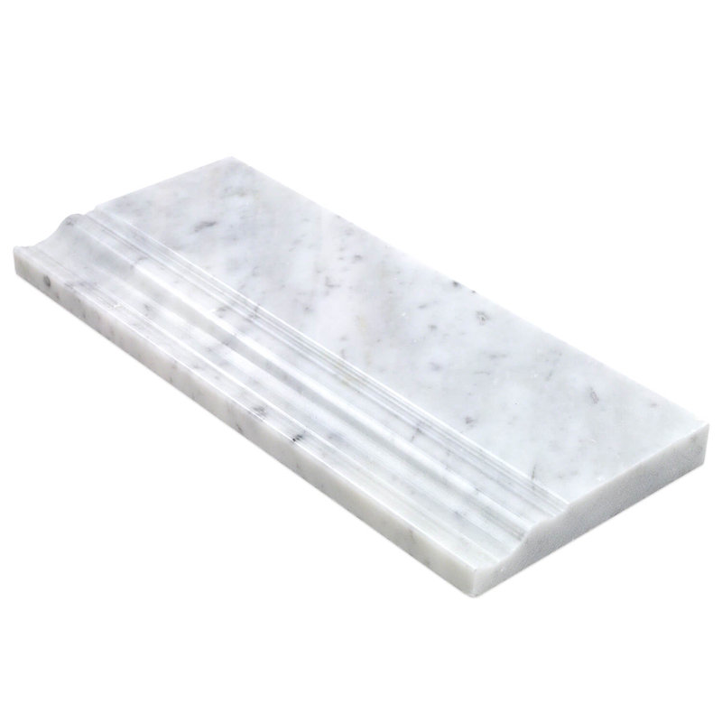 White Carrera Marble 4.75" x 12" Polished Tile Trim