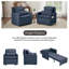 Fauteuil convertible 3-en-1 en lin 87 po avec dossier réglable et sac de rangement-708993982