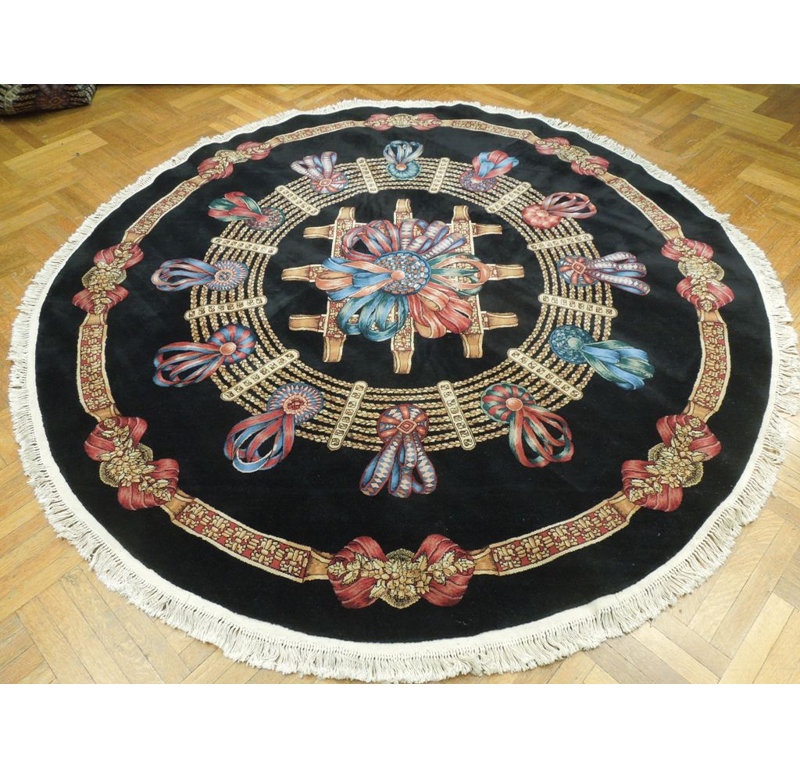 Tapis transitionnel rond en soie 9 x 9,5 # PIX-20855
