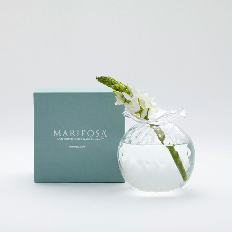 Handmade Glass Table Vase, 4.5" H x 4" W x 4" D, Clear