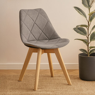 Hollier 47cm H Cotton Upholstered Side Chair in Grey