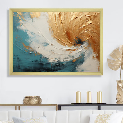 «Gold Turquoise Desert Mirage Spiral», impressions sur toile à spirales abstraites