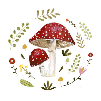 Augustis " Folksy Mushrooms I " by Victoria Barnes