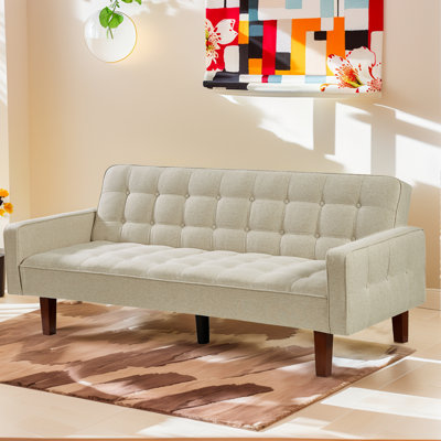 Lit double / futon double rembourré de 73,62 po pour lit double, canapé-lit convertible moderne avec accoudoirs réglables pour studio, appartement, bureau, petit espace, salon compact