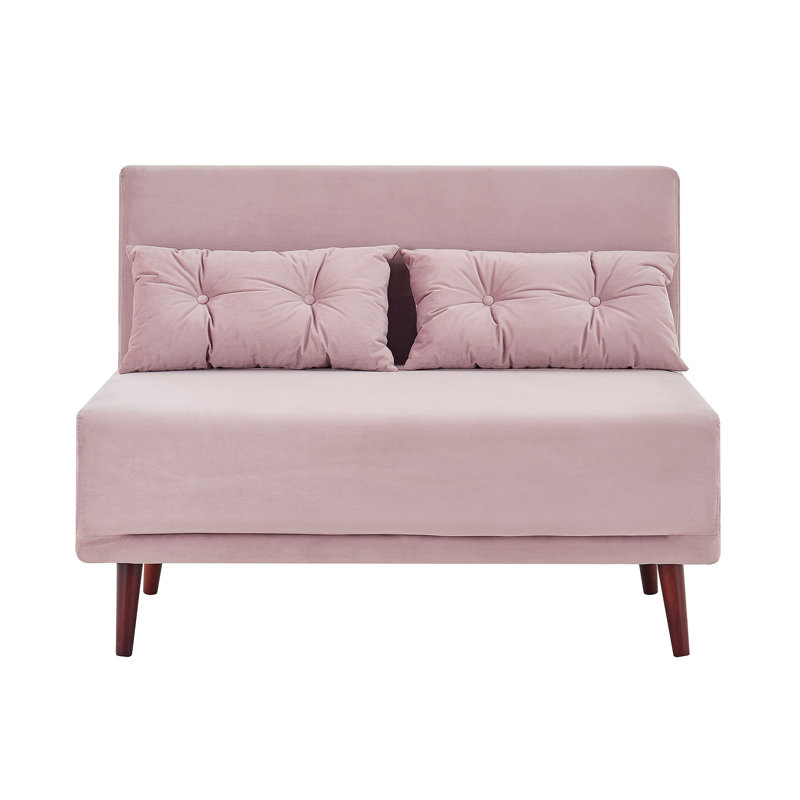 Visconti Full / Double 123cm Upholstered Futon And Mattress, Pink Velvet
