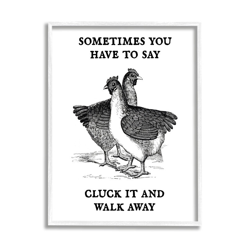 «Cluck It Funny Country Hens Humor» par Lil 'Rue - cadre flottant, impression sur bois, H 30 po x l 24 po x P 1,5 po