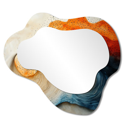 Silent Burst Spiral Of Ink I - Abstract Spirals Irregular Asymmetrical Mirror, Modern Wall Mirror, Printed on Metal