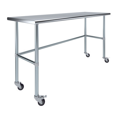 Stainless Steel Open Base Work Table with Wheels
