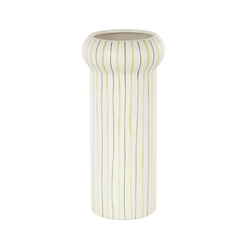 Lexiana Watertight Ceramic Cylinder Table Vase with Linear Patterns 