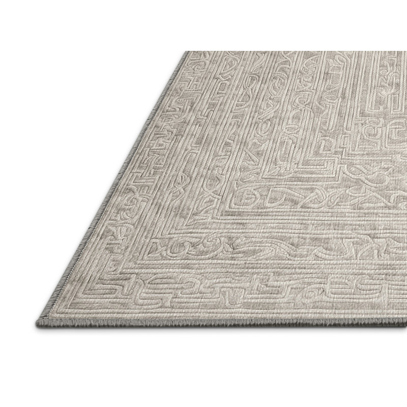 Tapis gris lavable à la machine, Carré 4 pi