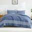 Ensemble d'édredon Litanika, ensemble d'édredon léger à rayures colorblock, ensemble de literie en duvet synthétique, vert clair, très grand-124498874-124764776