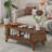 46.45" Oval Shaped Coffee Table With Storage, Fluted Accent Table For Living Room-1828135856