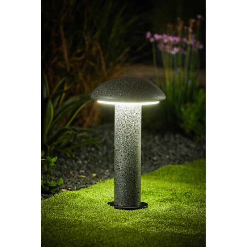 Speckled Gray Solar Powered Integrated LED Bollard Light, 17.5" H x 11.5" W x 11.5" D
