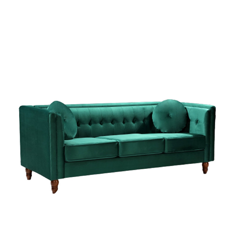 Delos 80'' Velvet Sofa, Green Velvet